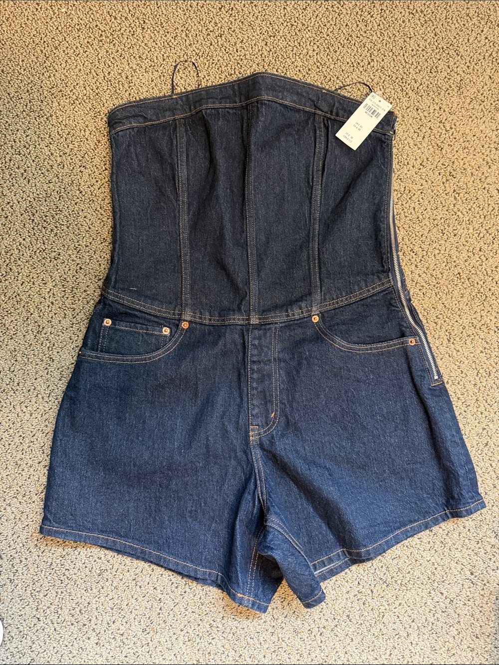 Abercrombie & Fitch Dark Blue Strapless Denim Romper